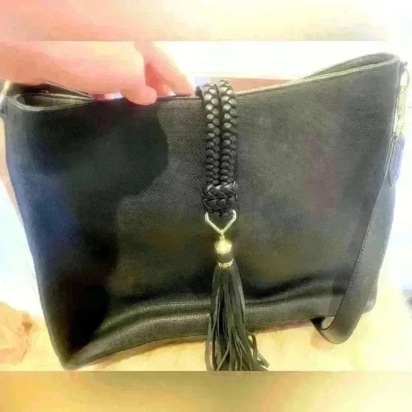 Stella & Dot black bag. Worn one time. Black  with magnetic closure. - Picture 1 of 5